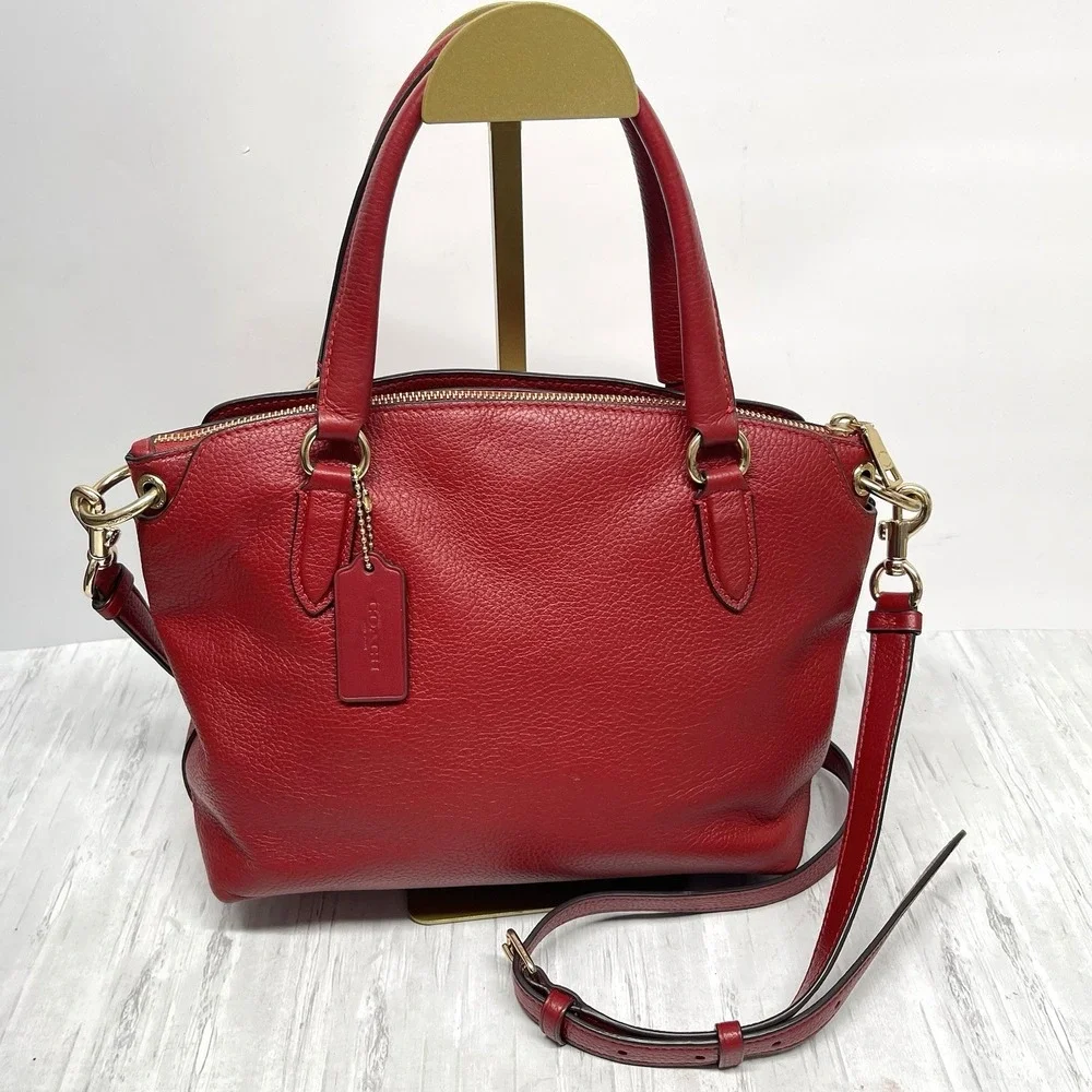 Coach Remi 1317 Satchel True Red Pebbled‎ Leather Crossbody Handbag Preowned
